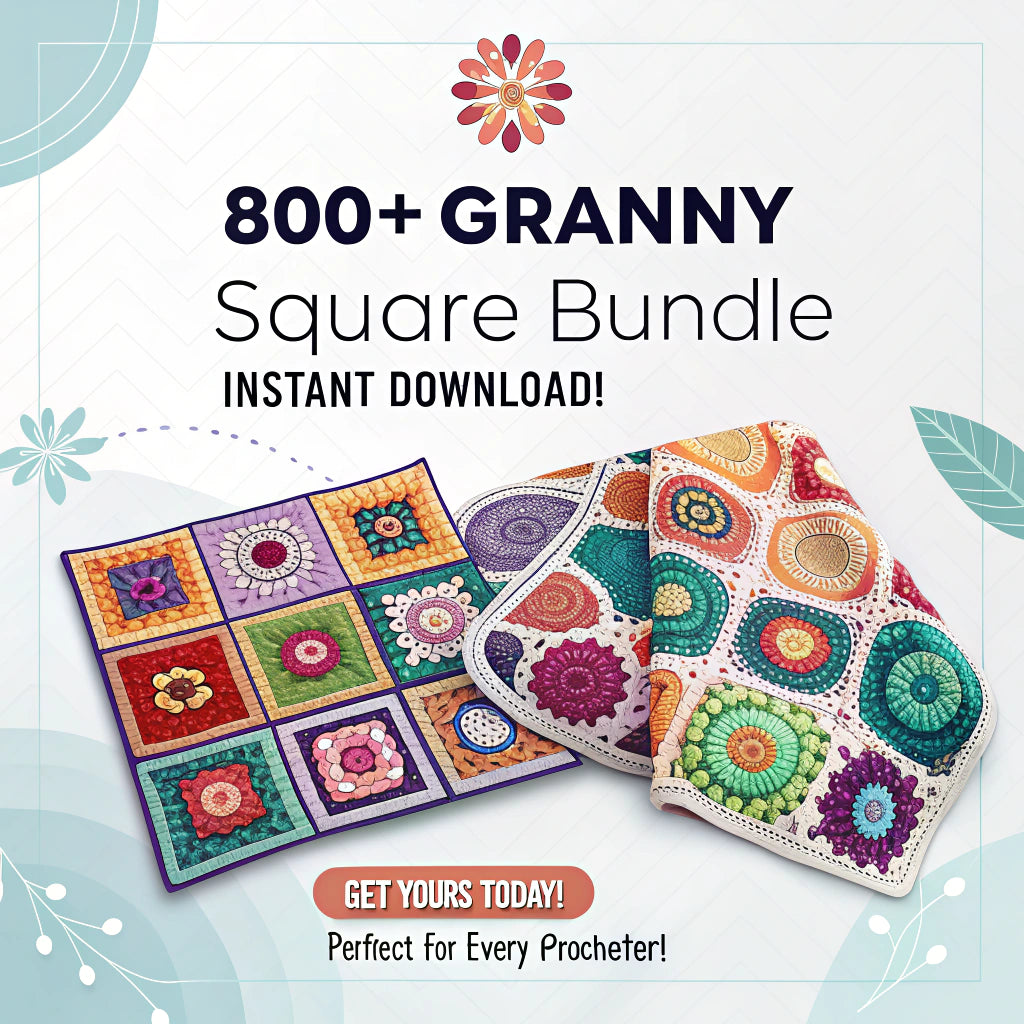 800 Granny Square Crochet Patterns | Easy & Floral PDF Bundle